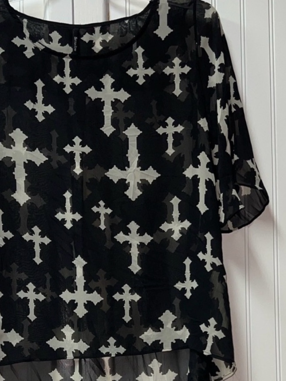 Emma Rose Goth Cross Shirt L Crucifix